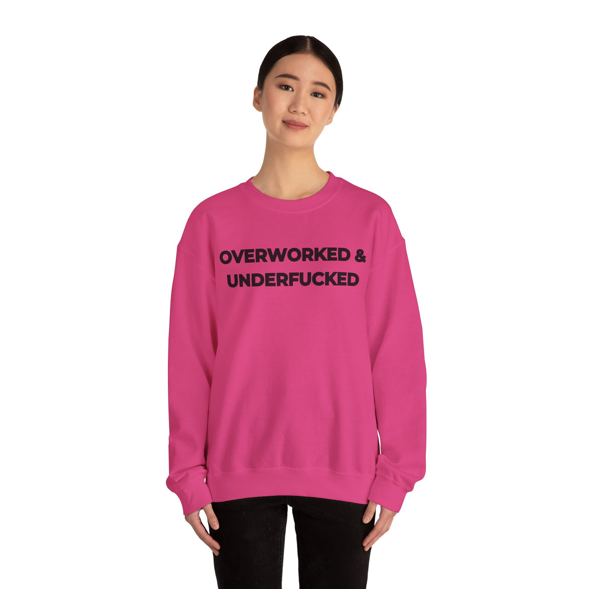 Overworked and Underfucked Uk Crewneck Sweatshirt