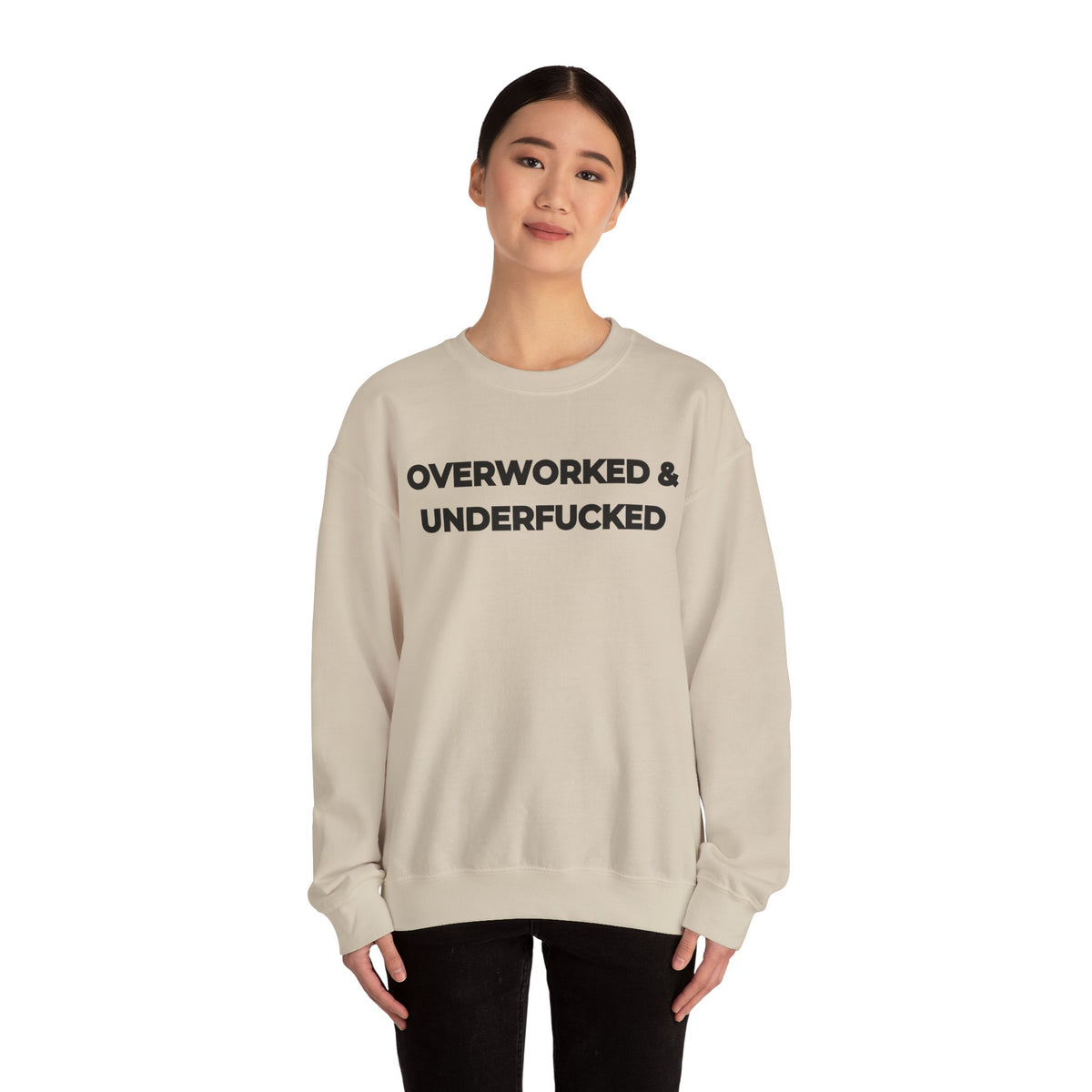 Overworked and Underfucked Uk Crewneck Sweatshirt