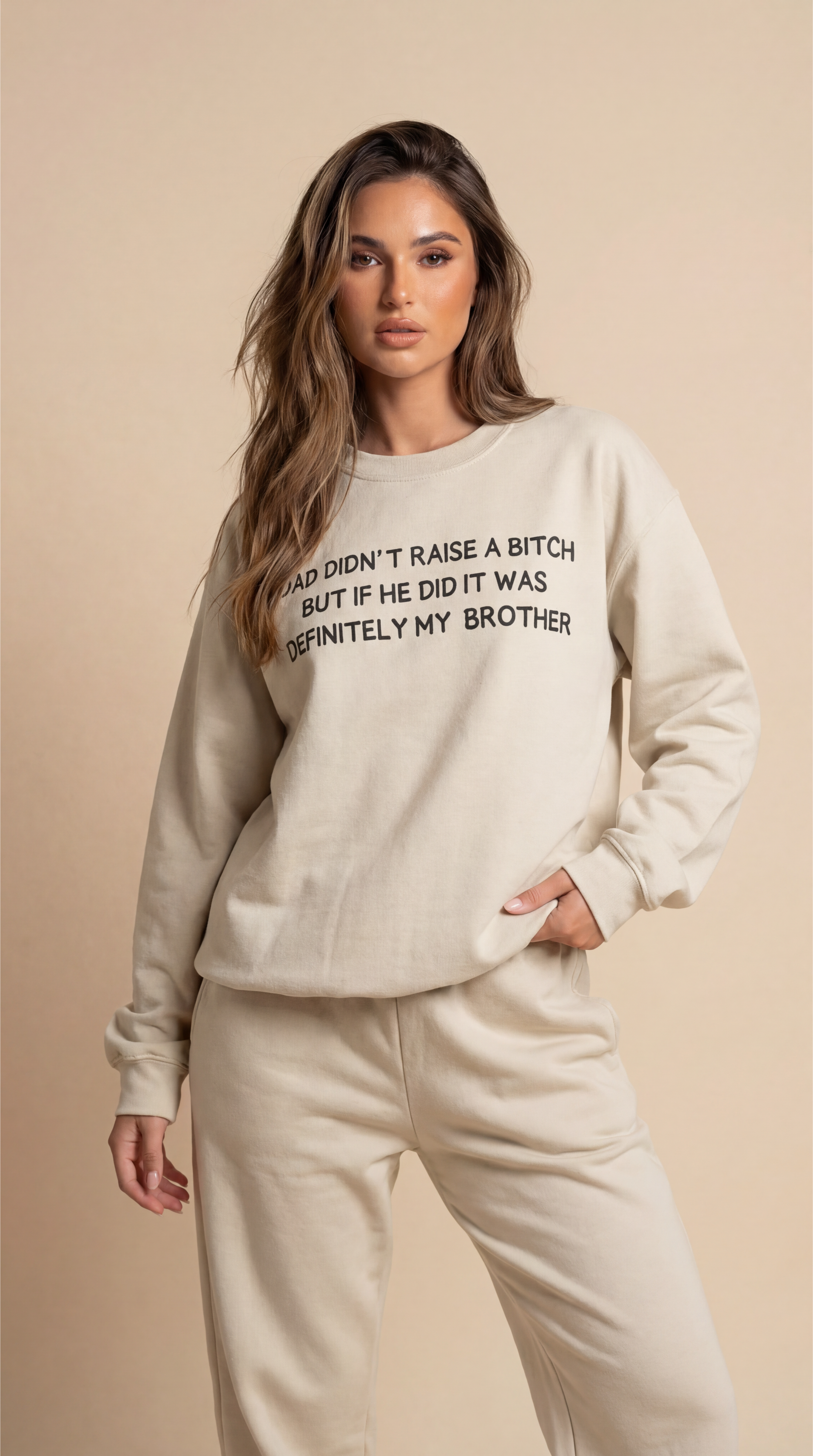 Dad Didn't Raise a Bitch (Brother)Crewneck Sweatshirt