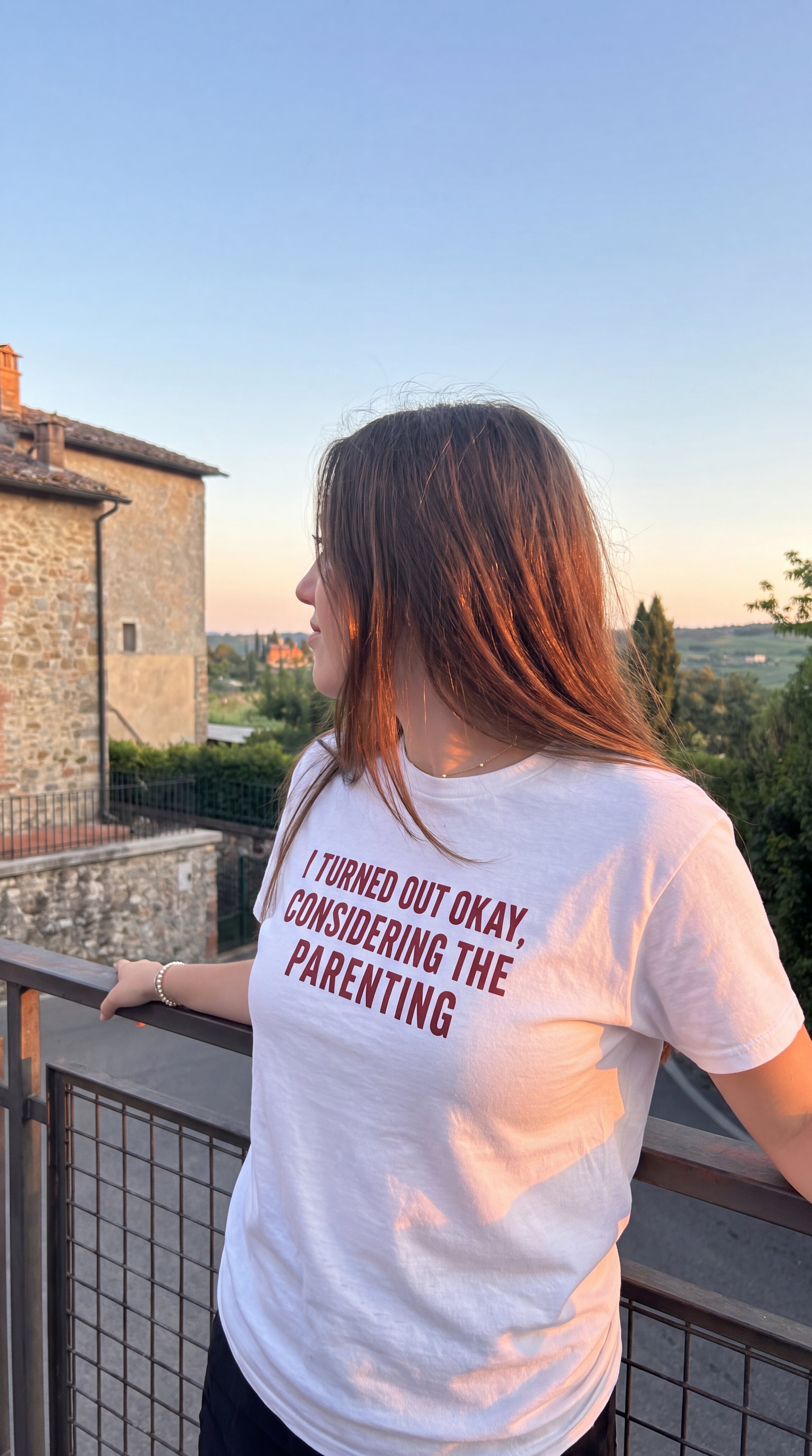 I Turned Out Okay Considering The Parenting T-shirt (Red)