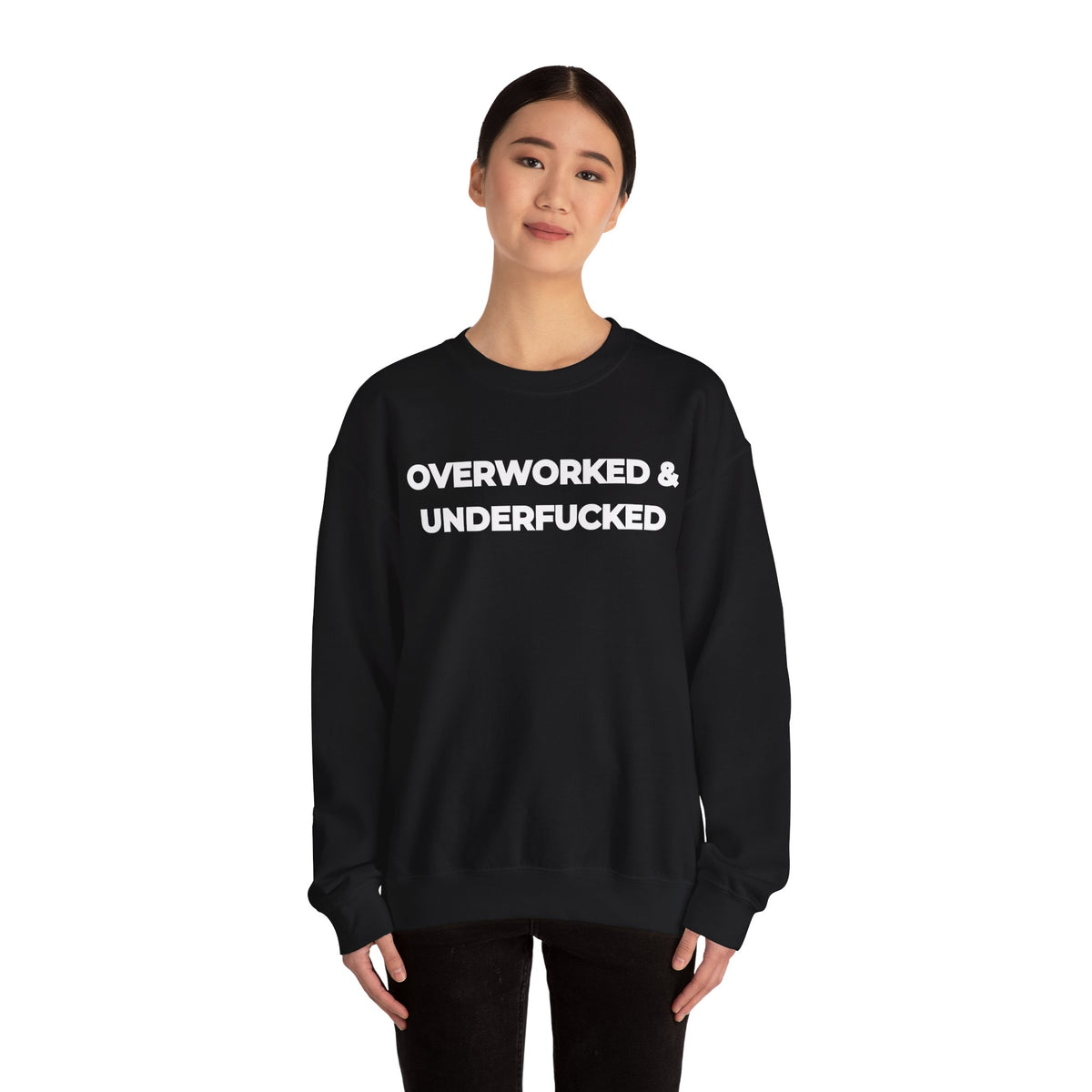 Overworked and Underfucked Uk Crewneck Sweatshirt